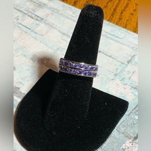 Pretty 18K White Gold Filled Amethyst Ring Size 6.5